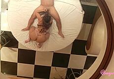 Curly redhead PAWG in pink lingerie pounded raw in hotel mirror POV