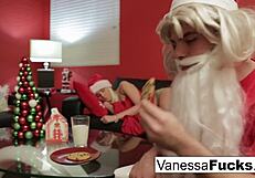 vanessa tempts santa closer to her tight wet pussy depths