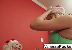 vanessa tempts santa closer to her tight wet pussy depths