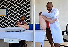 DOCTOR POUNDS PATIENT ASS BESIDE HUSBAND WHO DOESN'T NOTICE!