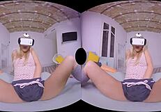 Blonde Czech VR Girl Pounds Dildo Outdoors!