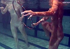 Russian Lesbians Kiss Underwater in Juicy Pool Play?