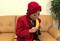 cute japanese redhead fingers hairy pussy close up masturbating with toys softly