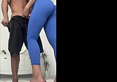 coach's cock throbs seeing my big ass in tight leggings cumshot