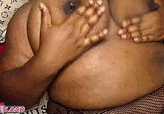 bbw ebony roommate's huge tits handjob unloads quick cumshot