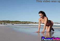 Glamorous Ukrainian Teen Gloria Sol Strips Naked on Beach Flaunting Natural Big Tits