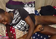 bbw ebony roommate's huge tits handjob unloads quick cumshot