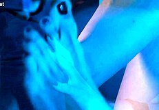 pro footjob queen gagging on cock with toes