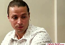 guy licks busty teen assistant's pussy before anal pounding her office
