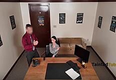 damn, that hot russian teacher's caught rubbing her pussy on the classroom desk
