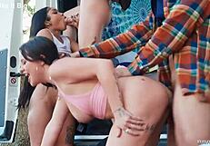 Vanlife Sluts Madalina Moon Wicca Lavey Double Dick Down Cum Swap Facial Blowjob