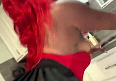Sexy Redhead Twerks Creamy Wet Pussy on Big Black Cock