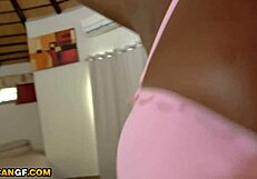 Ebony GF Anal Rides Monster White Cock
