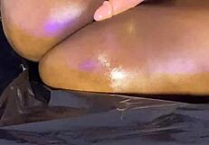 Sex Machine Drills Oiled Squirting Vagina Deep