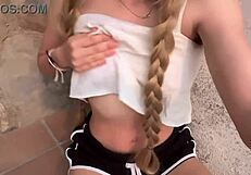 i waited horny in the yard as stepdad approached for outdoor fun