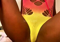 Skinny beauty stuffs cucumber deep in wet pussy alone at home