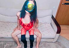 oops we got carried away with the ropes on my skinny mature body during home bdsm play