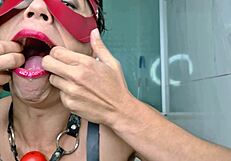 Squirt over sexy masked milf's rough gaping anal insertions and piss?