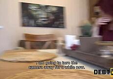 pregnant redhead milf wife blows guy on desk for debt payment