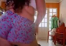 Chubby Brazilian BBW Flashes Oiled Big Ass and Belly Backstage for Swingers