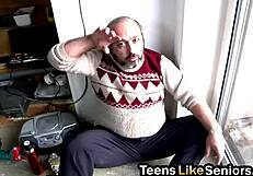 blonde teen sucks old guy's small cock then pussy fuck