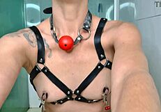 Squirt over sexy masked milf's rough gaping anal insertions and piss?