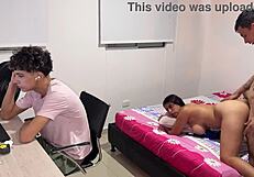 Hubby Distracted as Best Friend Fills Hot Latina Wife's Pussy with Huge Load