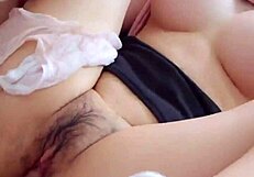 Japanese hairy big tits girl sits on me for wild chat ride