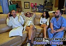 dr tampa spreads aria nicole's shaved pussy wide during her intimate checkup