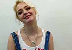 Petite Blonde Annie Archer Gags on Cock and Rimjobs Eagerly!