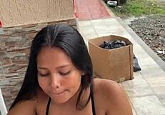 Colombian puta sucks cock on street caught by neighbor deepthroat doggystyle?