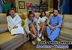dr tampa spreads aria nicole's shaved pussy wide during her intimate checkup
