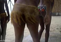 Watch These Three Skinny Ebony Witches Shake Big Tits in African Rain Dance Ritual!