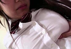 cute japanese college teen vibes her hairy beaver to intense orgasm