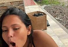 Colombian puta sucks cock on street caught by neighbor deepthroat doggystyle?