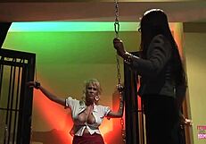 adorable blonde bound in heels takes rough fuck next to cosplay couple!!