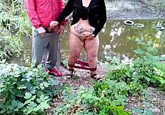 gorgeous stepmom masturbates wet pussy while jerking stepson off