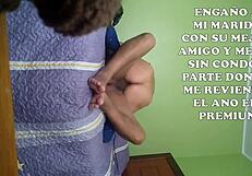 submissive latina mature wife handcuffed talks dirty group cuckold with best friend bareback anal creampie