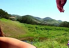 Asian Brunette Fingered Licked and Rammed by Monster Cock Outdoors!!