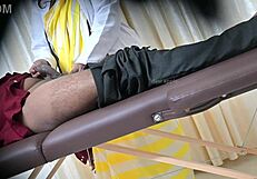 lucky patient gets hot handjob from sexy doctor in hospital