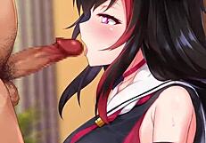 Hololive Vtuber Ookami Mio Delivers Sloppy Deep Blowjob