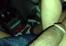 Oiled Asian babe strokes massive black monster cock handjob