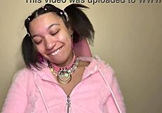 Ahegao stepdaughter practices deepthroat on older neighbor's cock in her bedroom craving more humiliation and dirty talk.