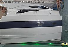 bareback fucking blonde latina cowgirl on yacht with huge cock