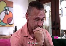 stepdad stunned as teen rides his monster cock sharing sloppy family secrets
