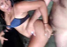 Curvy Colombian babe fucks neighbor to seal the deal with cucumber play