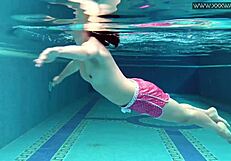 Lady Dee Swims Underwater in Shorts Poolside Shy Czech Petite Teen Teases Tight Pussy
