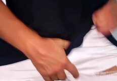 sexy tee slut takes massive cum blast from huge cock