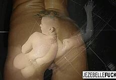 Jezebelle Bond masturbates big tits in steamy shower