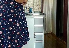 Step-mom's see-through dress in the kitchen morning flash drives me wild